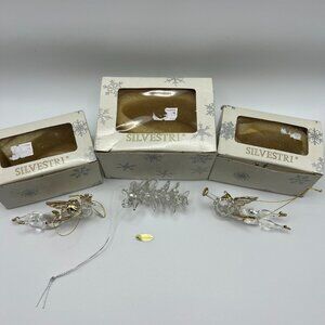 Silvestri Handcrafted Glass Angel & Tree Ornaments With Gold Accents In Original
